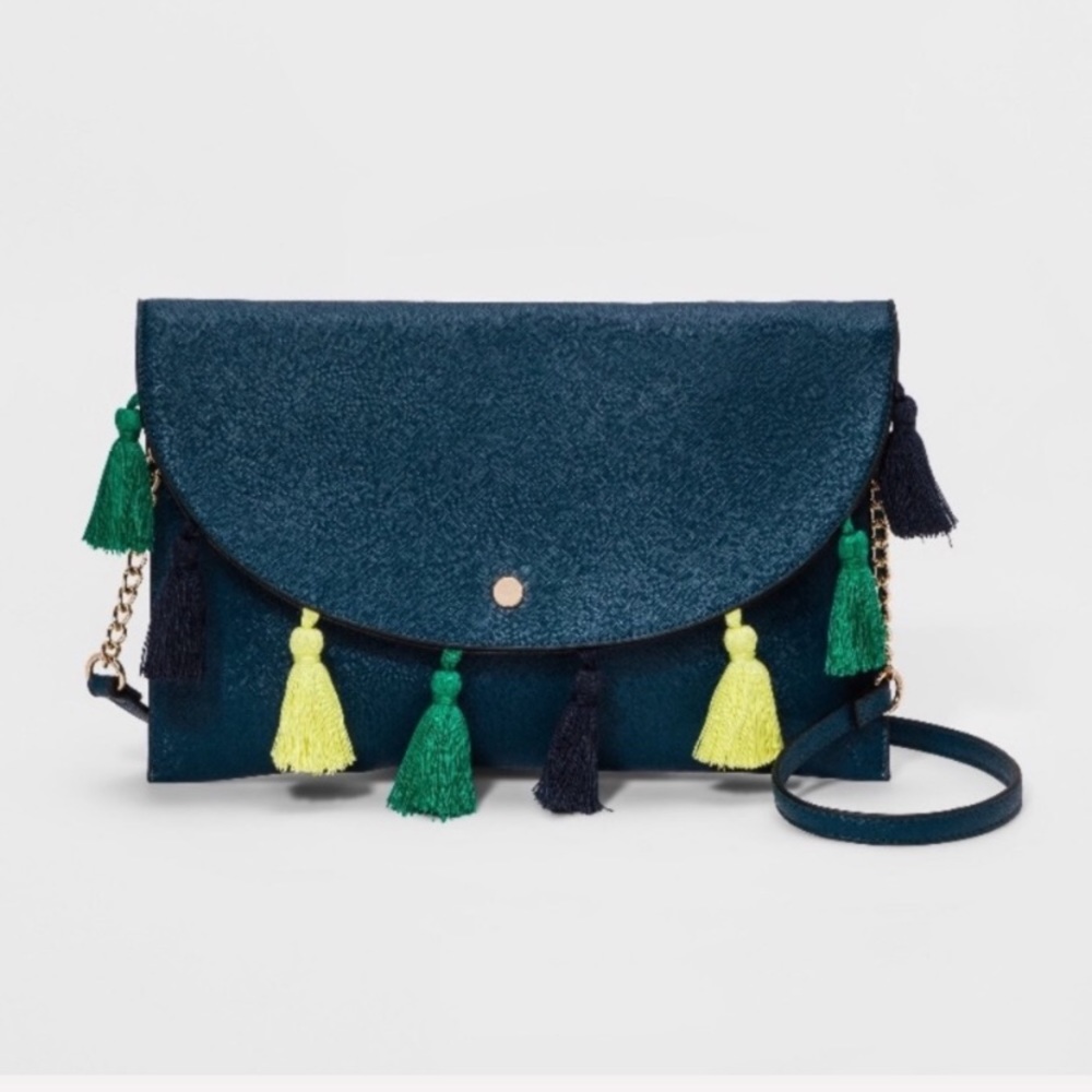 NWT A NEW DAY tassel clutch crossbody